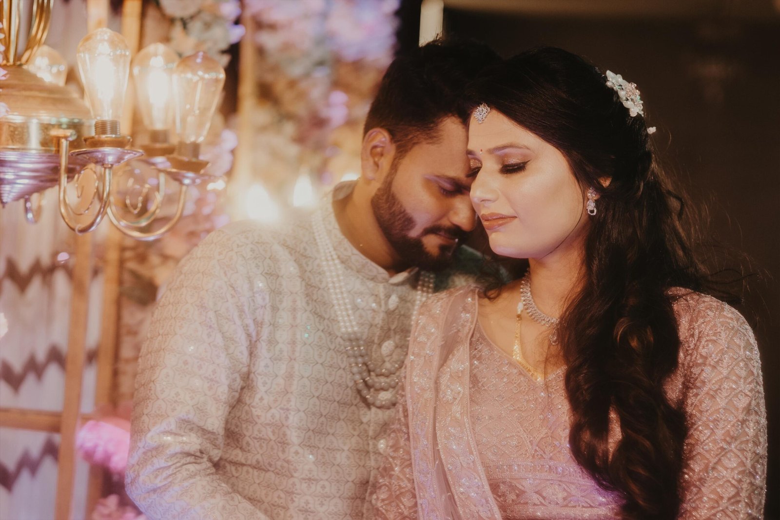 Creative pre-wedding couple portrait